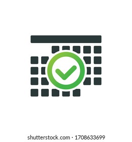 Calendar, planner or organizer icon with check marks. Save the date. Stock Vector illustration isolated on white background.