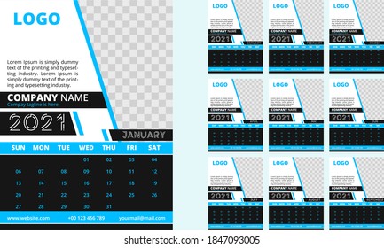 calendar, calendar planner set layout for template design. corporate business planner. calendar 2021. wall, desk. new year. vector template,  simple Clean minimal and creative design. graphic. poster.
