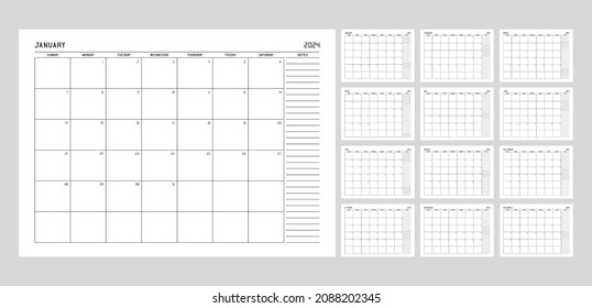 Plantilla de planificación del calendario para 2024 año