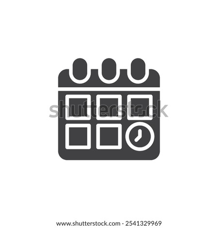 Calendar planner vector icon. filled flat sign for mobile concept and web design. Appointment Reminder glyph icon. Symbol, logo illustration. Vector graphics