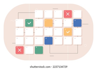Calendar planning concept. Place for taking notes, setting goals and motivation, leadership. Graphic element, poster or banner. Time management and efficient workflow. Cartoon flat vector illustration