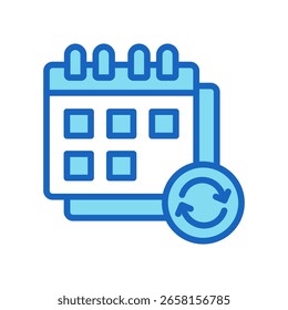 Calendar Planning Icon Blue Color Vector Illustration