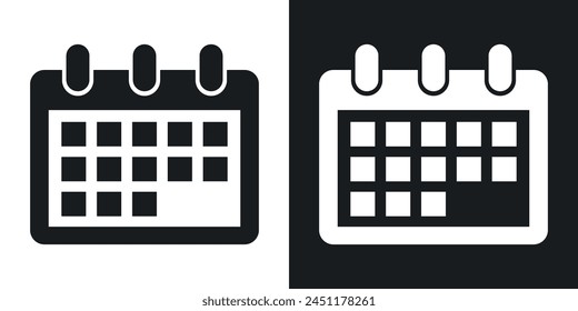 Conjunto de iconos de calendario y planificación. Símbolos de fecha, evento y planificador mensual.