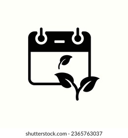 calendar, plant, season, autumn black icon, isolated icon in light background, perfect for website, blog, logo, graphic design, social media, UI, mobile app