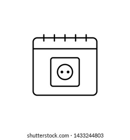 Calendar, plug icon. Simple thin line, outline vector of calendar icons for ui and ux, website or mobile application