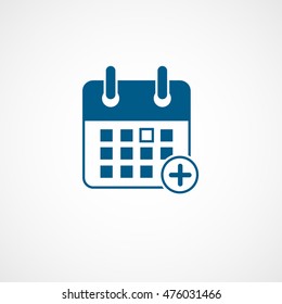 Calendar Plus Add Blue Flat Icon On White Background