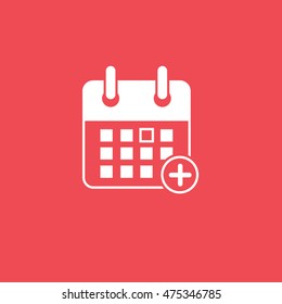 Calendar Plus Add Flat Icon On Red Background