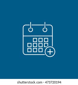 Calendar Plus Add Line Icon On Blue Background