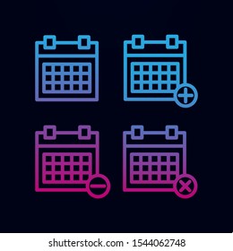 Calendar, plus, minus, delete sign nolan icon. Simple thin line, outline vector of web icons for ui and ux, website or mobile application