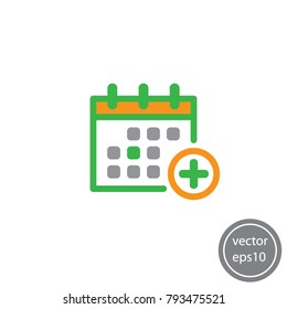 calendar, plus sign, vector icon