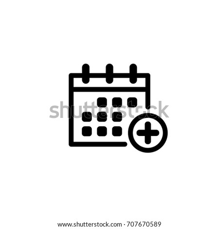 calendar, plus sign, vector icon