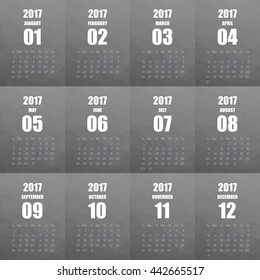 Calendar polygon design for 2017.  Vector Template.