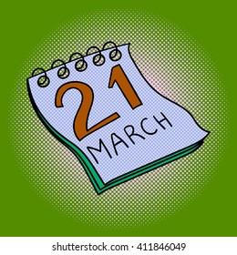 Calendar pop art design vector illustration. Book separate objects. Almanac hand drawn doodle design elements.