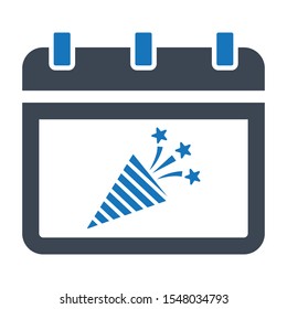 Calendar with popper icon. vector illustration
