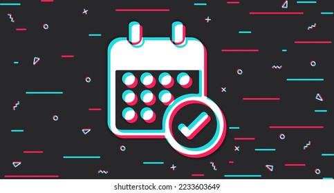 Calendar. Positive calendar. Organizer. Glitch background. Vector illustration