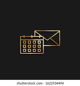 Calendar, post, gold icon. Vector illustration of golden icon