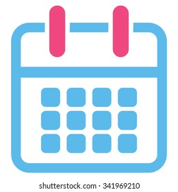 Calendar Poster vector icon. Style is bicolor flat symbol, pink and blue colors, rounded angles, white background.