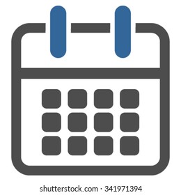 Calendar Poster vector icon. Style is bicolor flat symbol, cobalt and gray colors, rounded angles, white background.