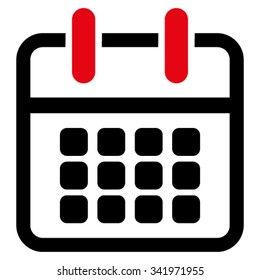 Calendar Poster vector icon. Style is bicolor flat symbol, intensive red and black colors, rounded angles, white background.