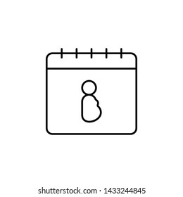 Calendar, pregnant icon. Simple thin line, outline vector of calendar icons for ui and ux, website or mobile application