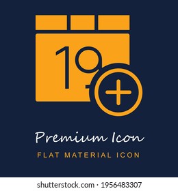 Calendar premium material ui ux isolated vector icon in navy blue and orange colors