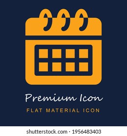 Calendar premium material ui ux isolated vector icon in navy blue and orange colors