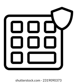 Calendar privacy icon outline vector. Data secure. Lock login