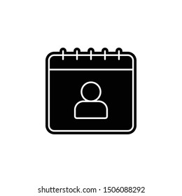 Calendar, profile icon. Simple glyph, flat vector of calendar icons for ui and ux, website or mobile application