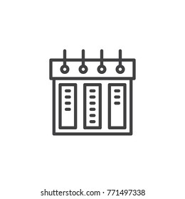 Calendar with progress bars line icon, outline vector sign, linear style pictogram isolated on white. Planning symbol, logo illustration. Editable stroke