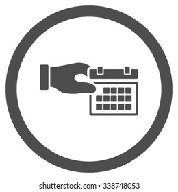 Calendar Properties vector icon. Style is flat rounded symbol, gray color, rounded angles, white background.