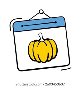 Calendario con símbolo de calabaza que representa la fiesta de Halloween de octubre.