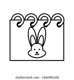 calendar with rabbit on white background vector illustration design