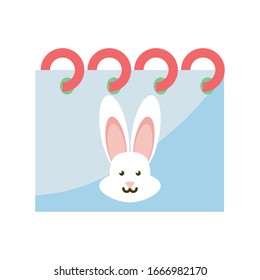 calendar with rabbit on white background vector illustration design