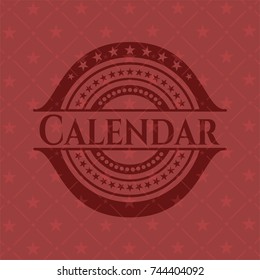 Calendar realistic red emblem