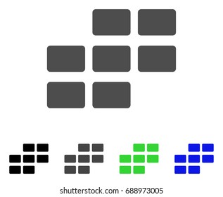 Calendar Rectangle Grid flat vector icon. Colored calendar rectangle grid, gray, black, blue, green pictogram variants. Flat icon style for graphic design.