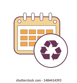 Calendar recycling icon in flat style