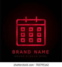 Calendar red chromium metallic logo