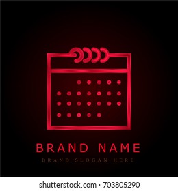 Calendar red chromium metallic logo