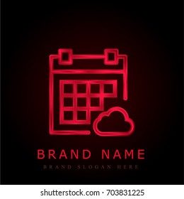 Calendar red chromium metallic logo