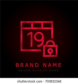 Calendar red chromium metallic logo