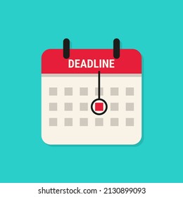 Calendario con fecha roja marcada, fecha límite. Icono del vector en estilo plano. 