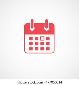 Calendar Red Flat Icon On White Background