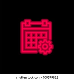 Calendar red glowing neon ui ux icon. Glowing sign logo vector