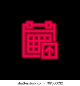 Calendar red glowing neon ui ux icon. Glowing sign logo vector