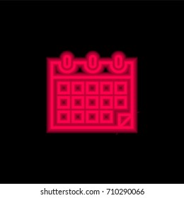 Calendar red glowing neon ui ux icon. Glowing sign logo vector