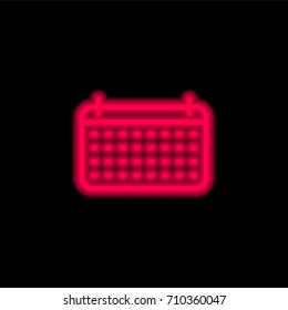 Calendar red glowing neon ui ux icon. Glowing sign logo vector