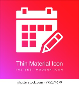 Calendar red and pink gradient material white icon minimal design