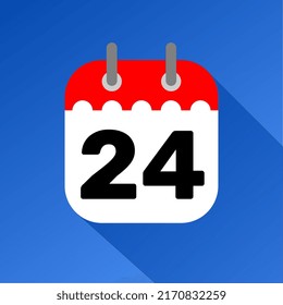 calendario fecha roja y blanca 24 con fondo azul