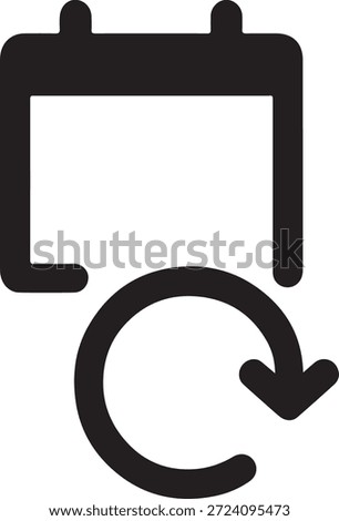 Calendar with refresh arrow icon representing schedule update, recurring events, or date synchronization.