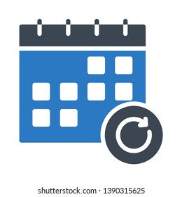 calendar refresh glyph double color icon